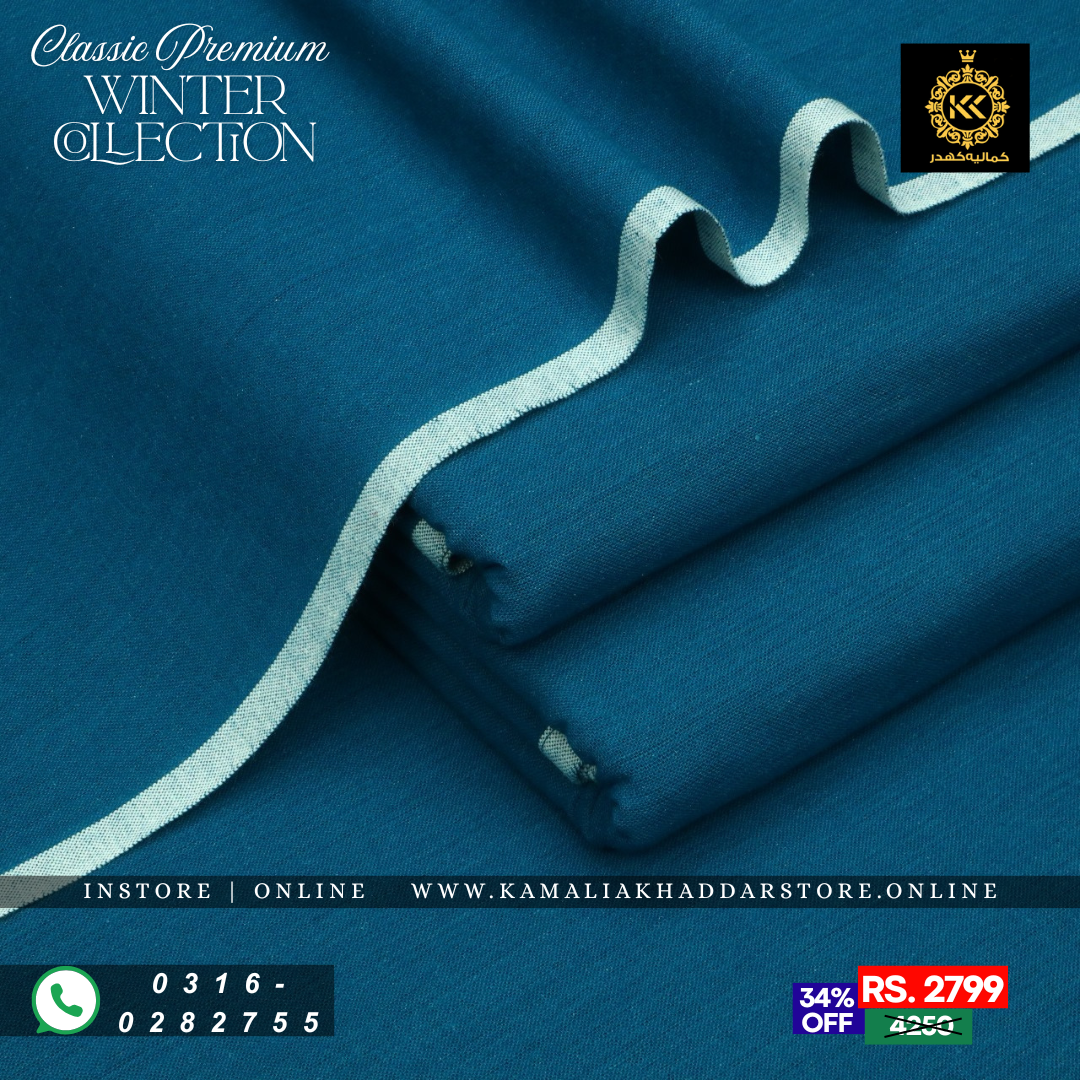 Deep Blue Classic Premium | Men’s Unstitched Khaddar Suits