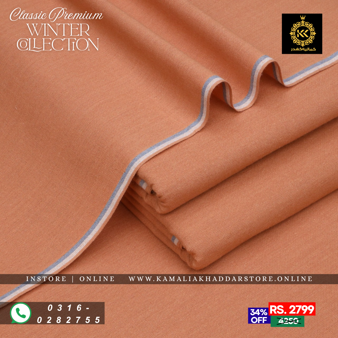 Burnt Orange Classic Premium | Men’s Unstitched Khaddar Suits