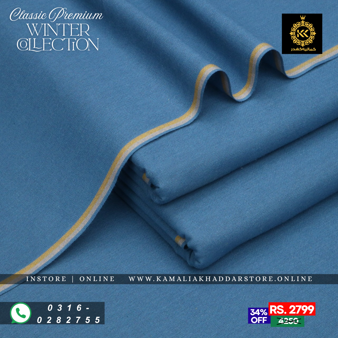 Dusty Blue Classic Premium | Men’s Unstitched Khaddar Suits