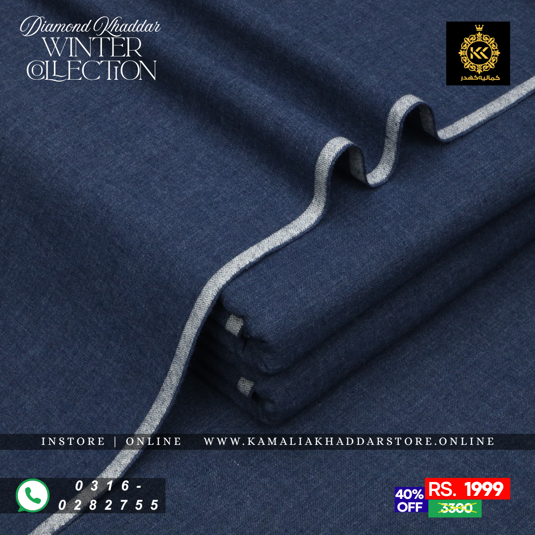 Indigo Blue - Diamond Khaddar | Men’s Unstitched Khaddar Suits