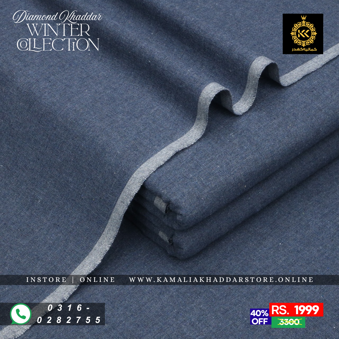 Slate Blue - Diamond Khaddar | Men’s Unstitched Khaddar Suits