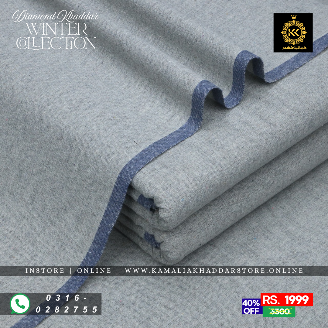 Light Gray - Diamond Khaddar | Men’s Unstitched Khaddar Suits
