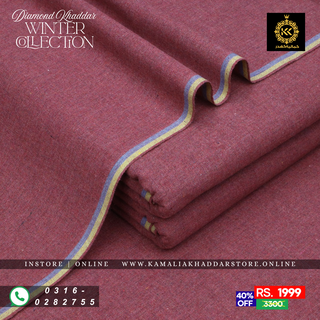 Berry Red - Diamond Khaddar | Men’s Unstitched Khaddar Suits