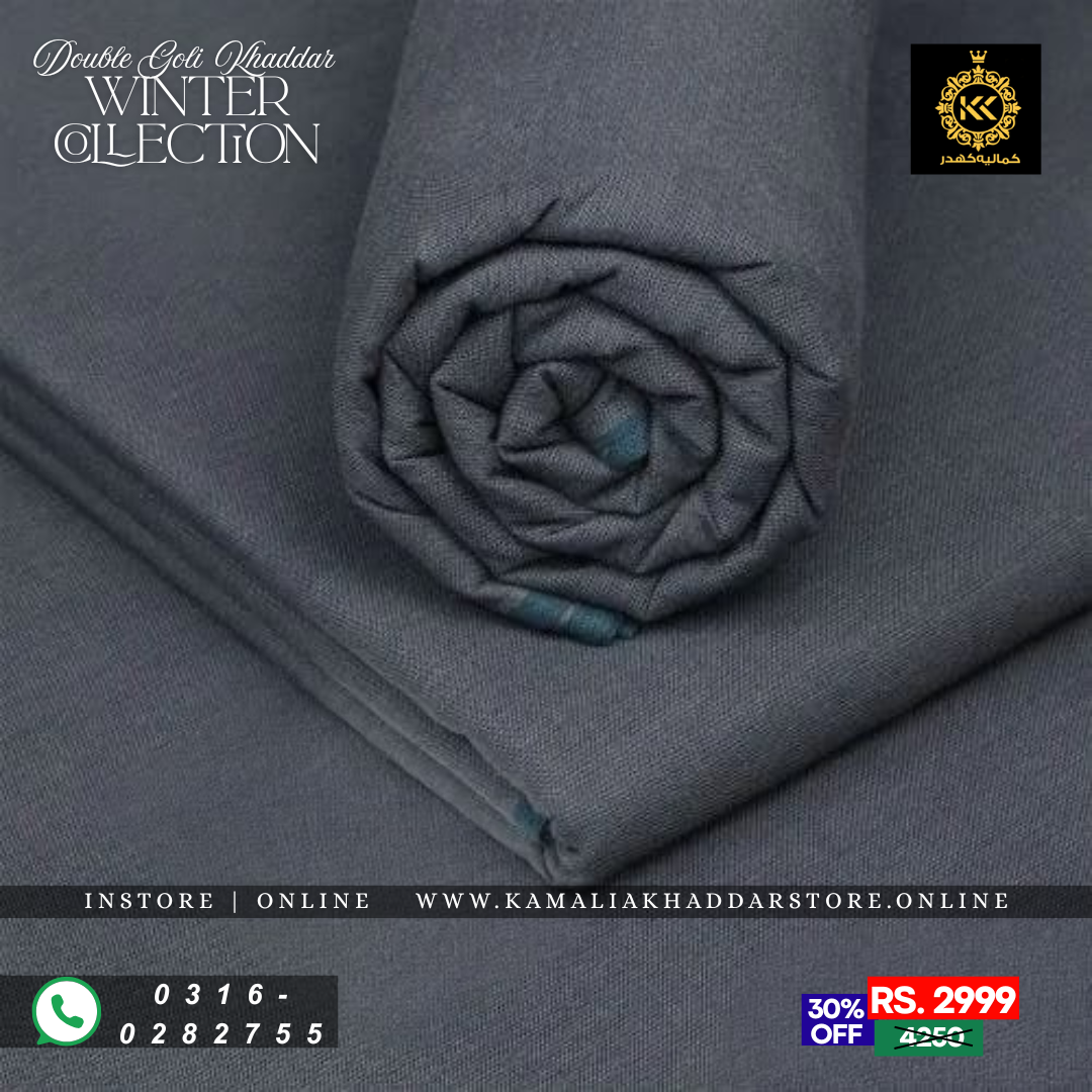 Coal Black Double Goli | Men’s Unstitched Khaddar Suits