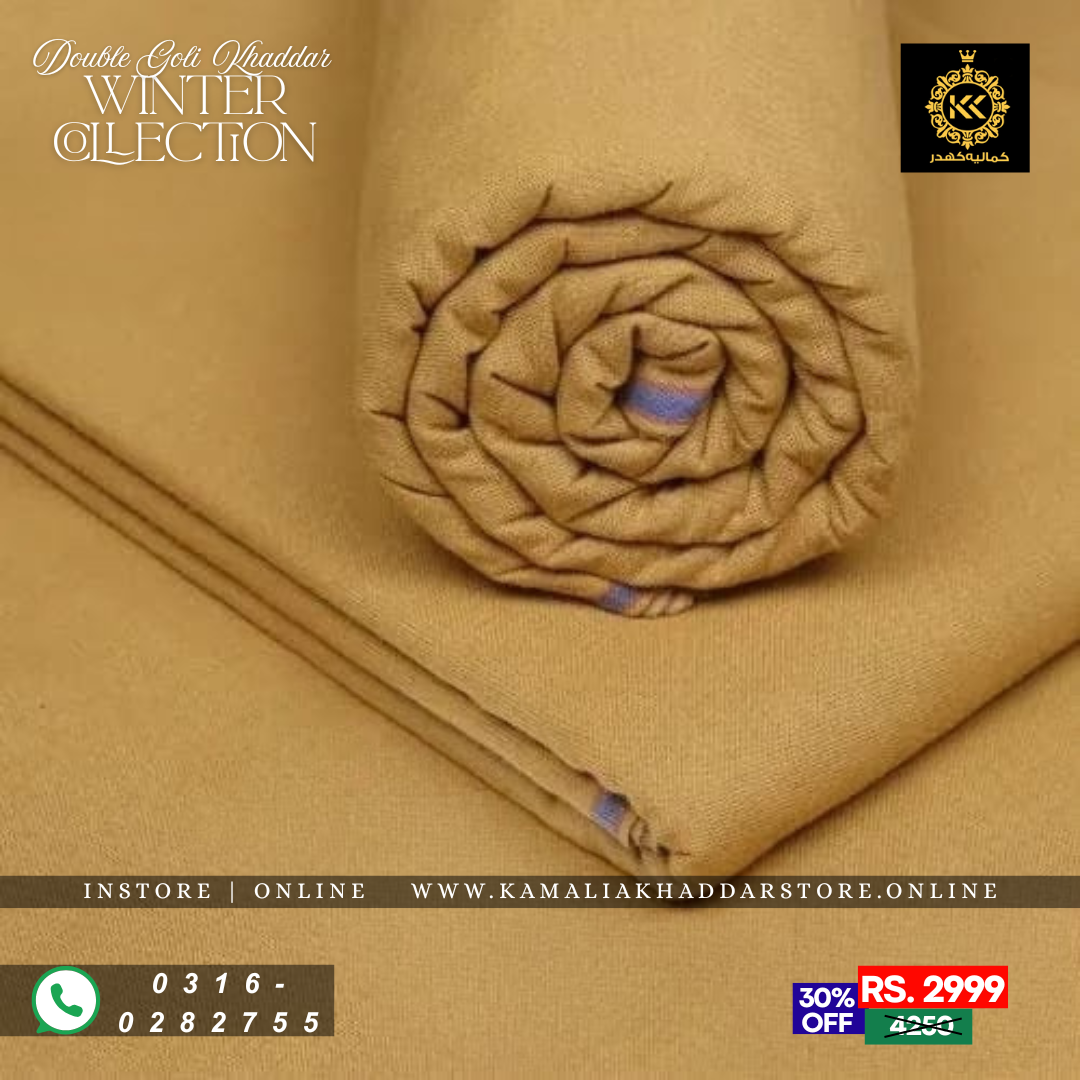 Mustard Double Goli | Men’s Unstitched Khaddar Suits