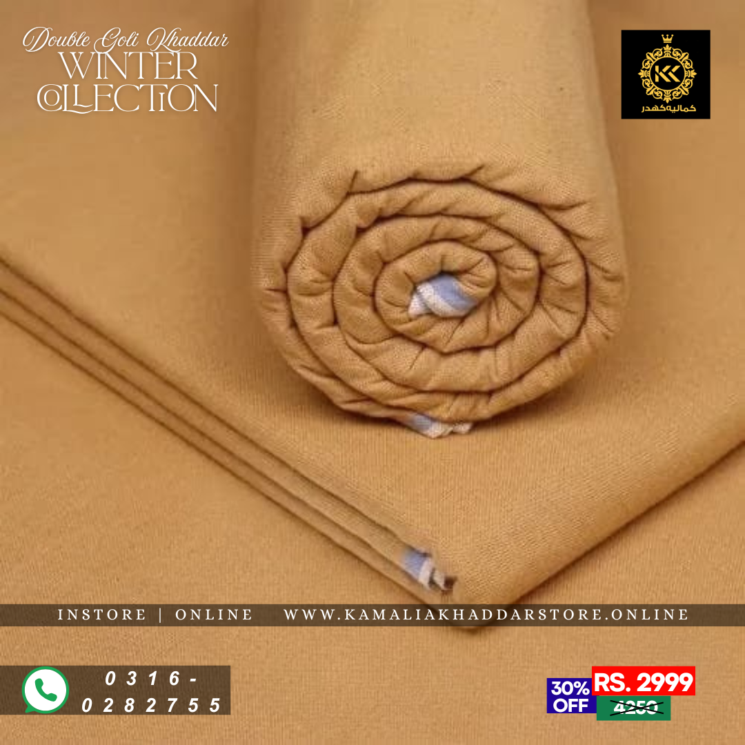 Mustard Yellow Double Goli | Men’s Unstitched Khaddar Suits