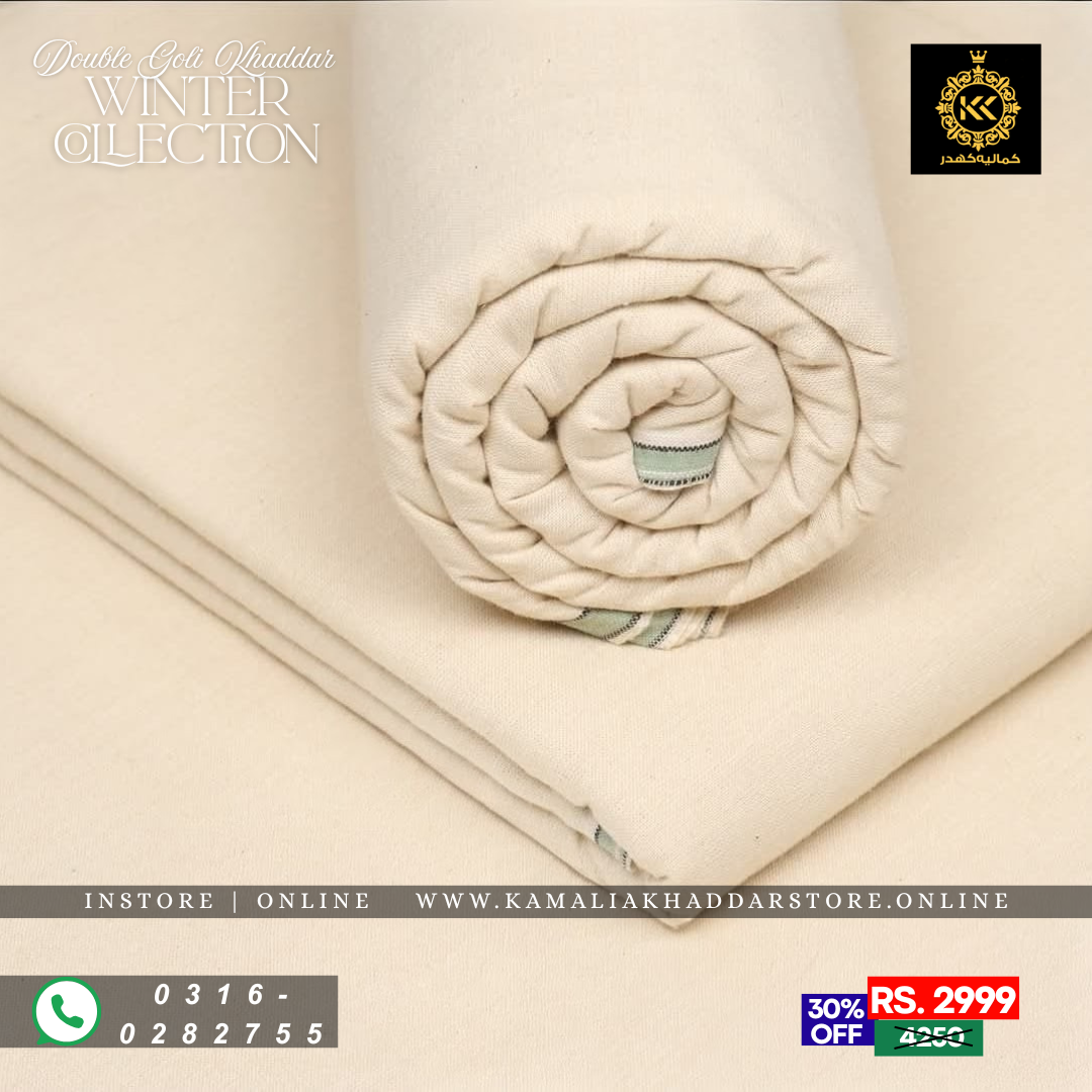 Off white Double Goli | Men’s Unstitched Khaddar Suits