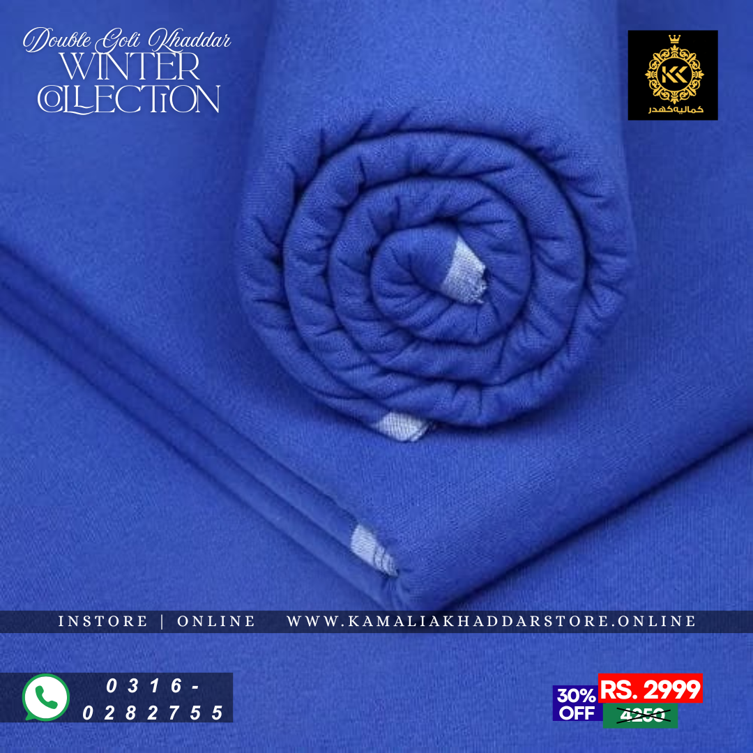 Royal Blue Double Goli | Men’s Unstitched Khaddar Suits