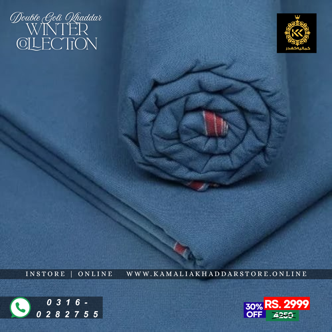 Blue Classic Double Goli | Men’s Unstitched Khaddar Suits