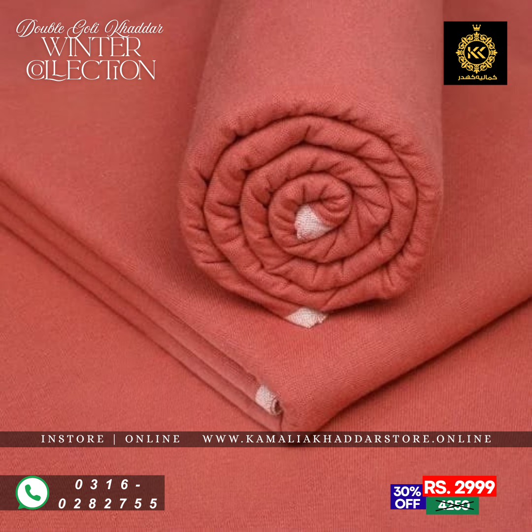Dusty Orange Double Goli | Men’s Unstitched Khaddar Suits
