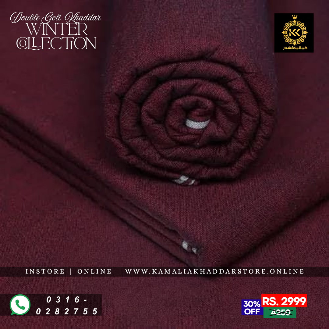 Rose Red Double Goli | Men’s Unstitched Khaddar Suits