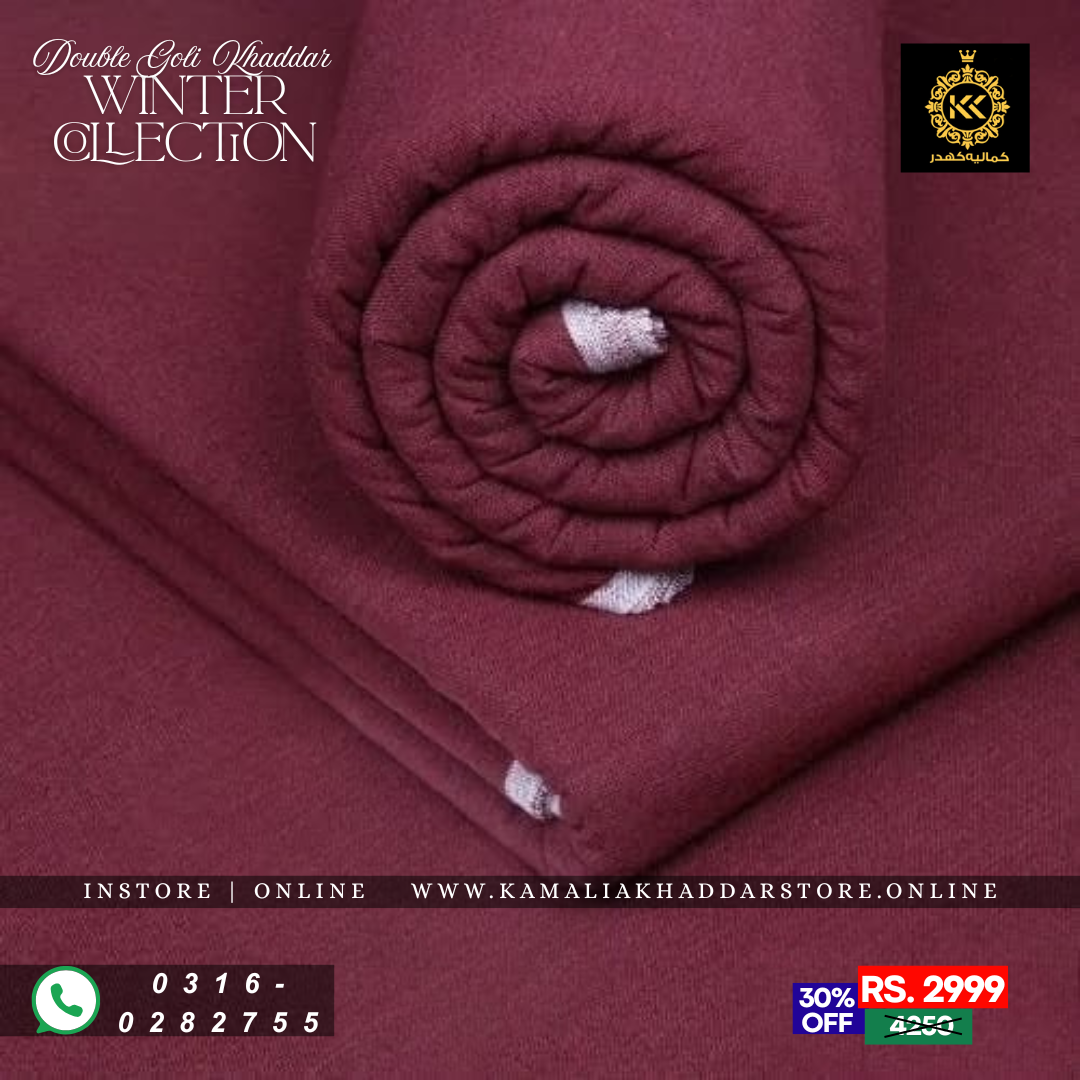 Reddish Purple Double Goli | Men’s Unstitched Khaddar Suits