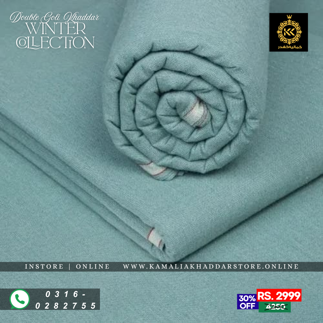 Aqua Blue Double Goli | Men’s Unstitched Khaddar Suits