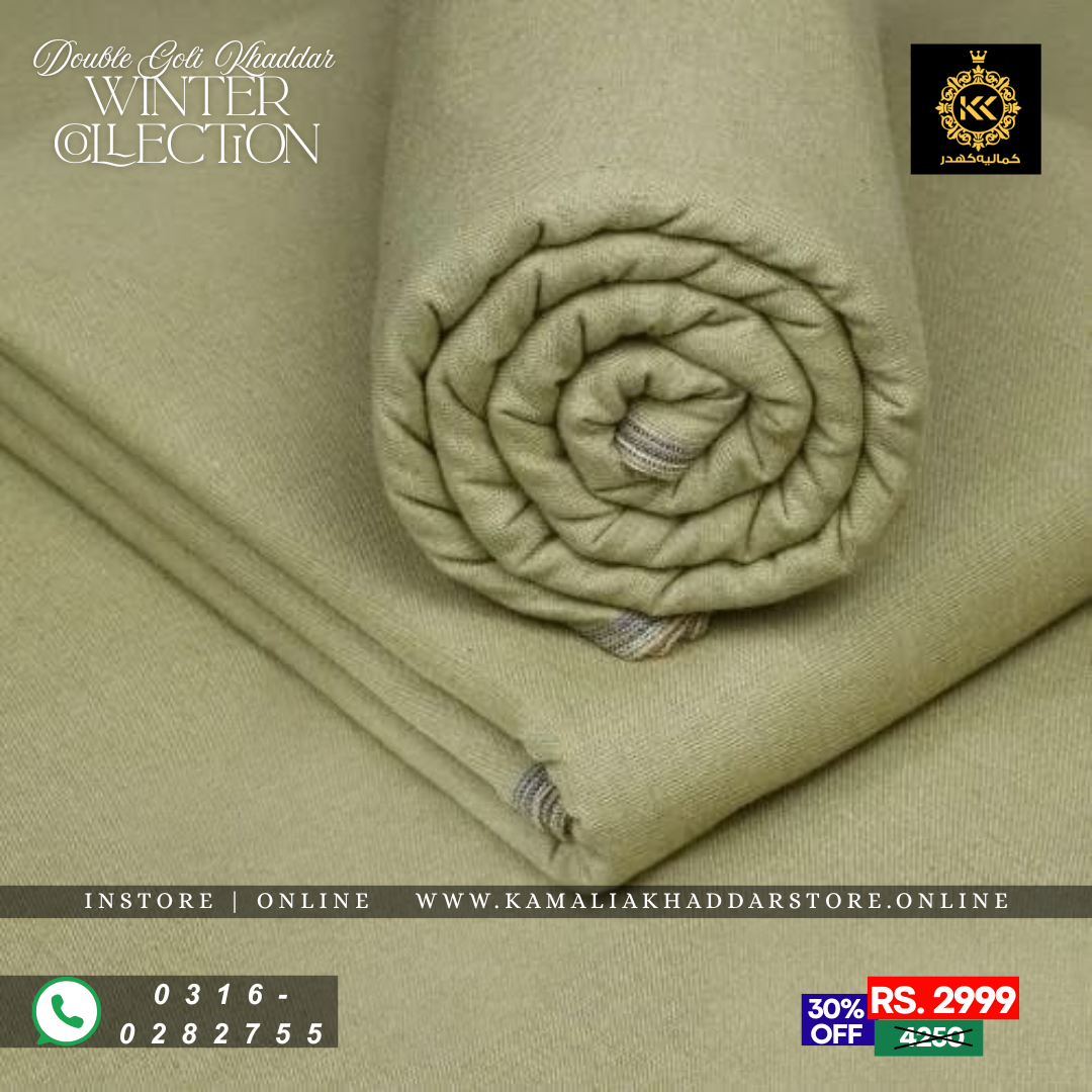 Pale Khaki Double Goli | Men’s Unstitched Khaddar Suits
