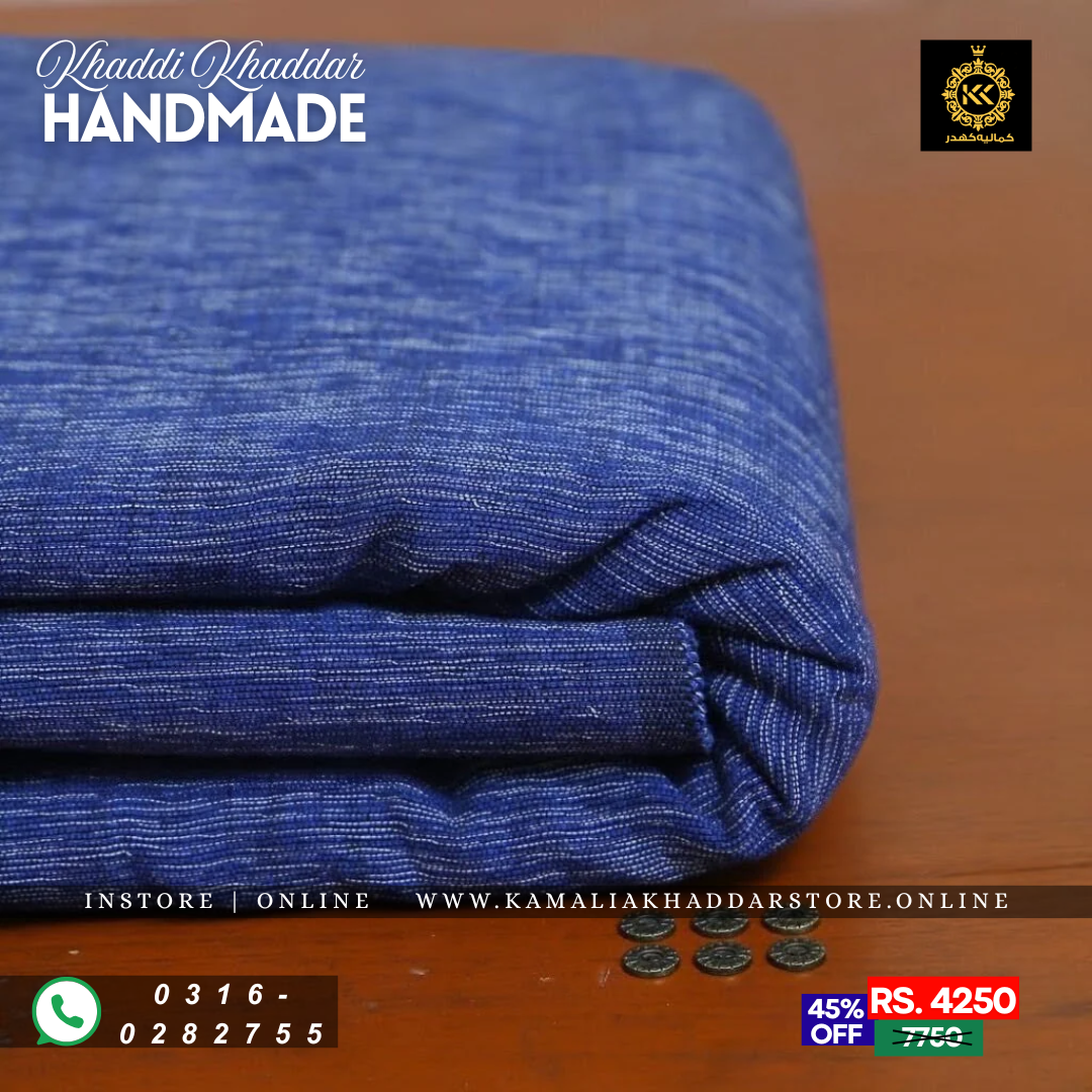 Royal Blue TR Khaddar – Men’s Unstitched Handmade Khaddi