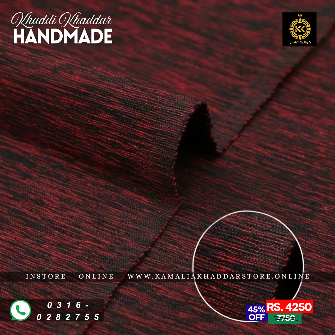 Maroon TR Khaddar – Men’s Unstitched Handmade Khaddi