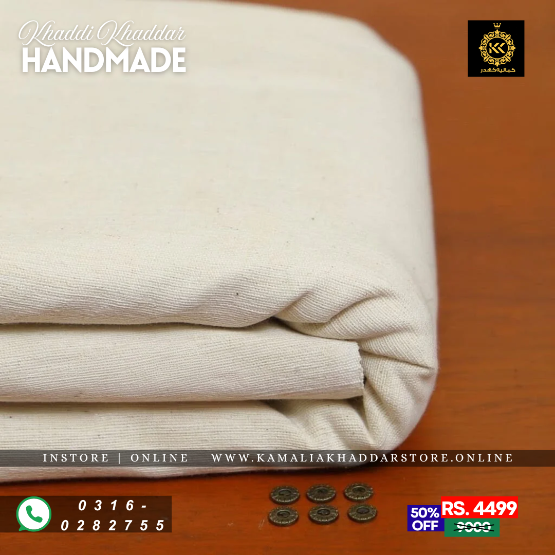 Creamy White Khaddar – Men’s Unstitched Handmade Khaddi Fabric
