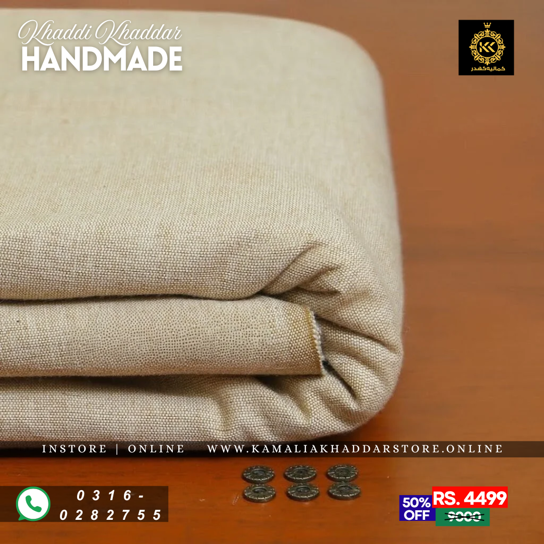 Warm Off White Khaddar – Men’s Unstitched Handmade Khaddi Fabric