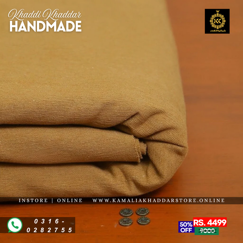Light Camel Pure Handmade Khaddar | Men’s Unstitched Khaddar Suits