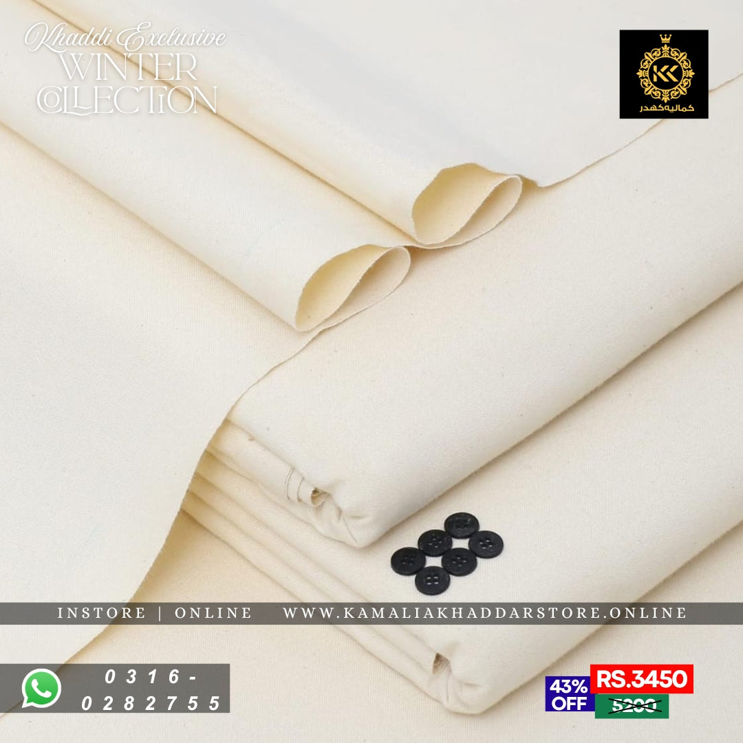 Off White - Khaddi Khaddar | Men’s Unstitched Khaddar Suits