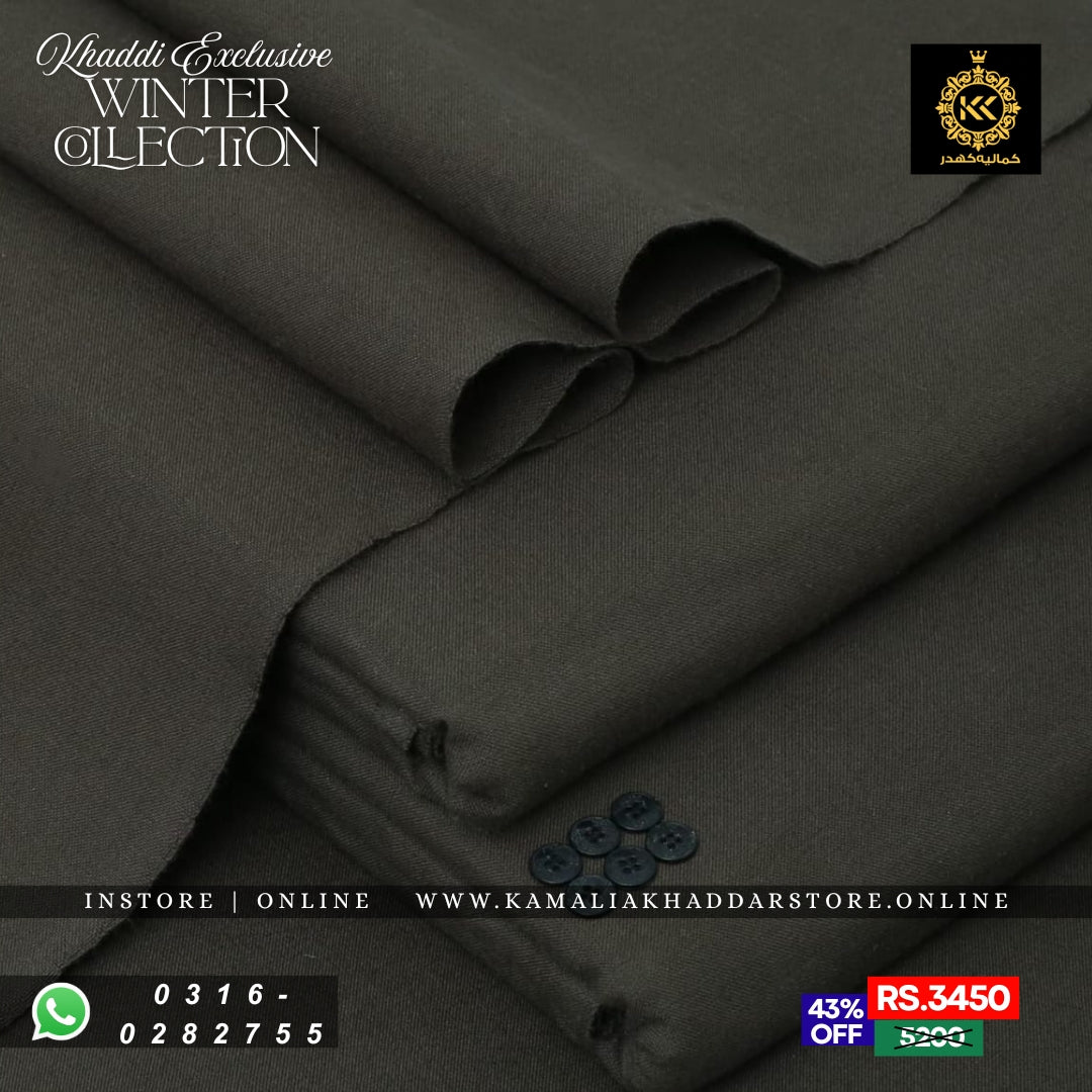 Olive Brown- Khaddi Khaddar | Men’s Unstitched Khaddar Suits