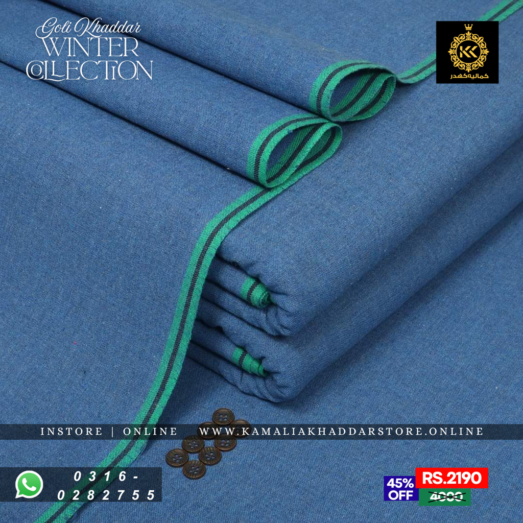 Navy Blue Premium Khaddar | Men’s Unstitched Khaddar Suits