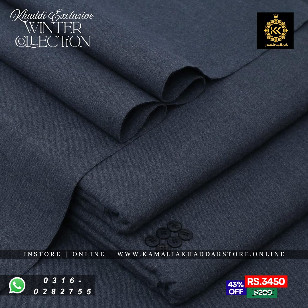 Charcoal Gray - Khaddi Khaddar | Men’s Unstitched Khaddar Suits
