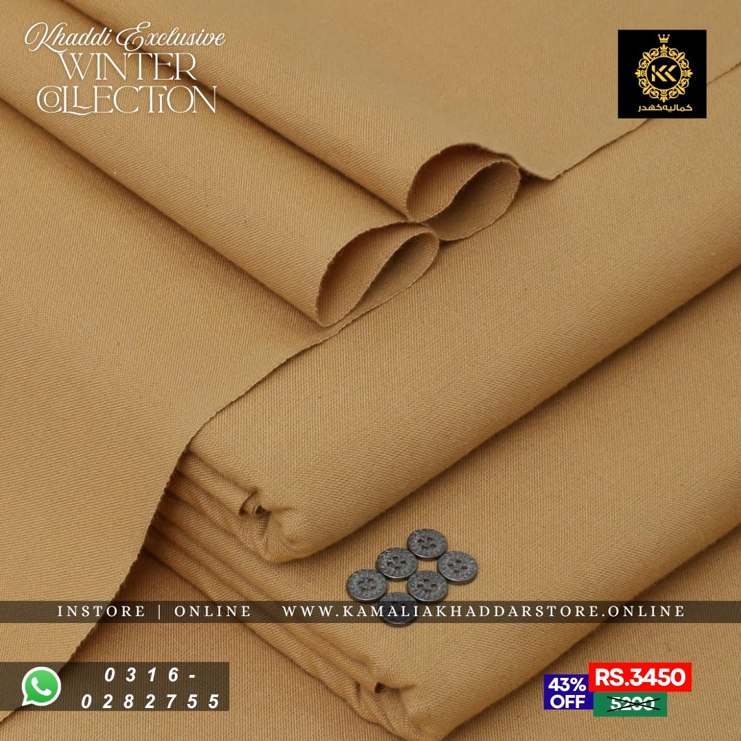 Lighht Camel - Khaddi Khaddar | Men’s Unstitched Khaddar Suits