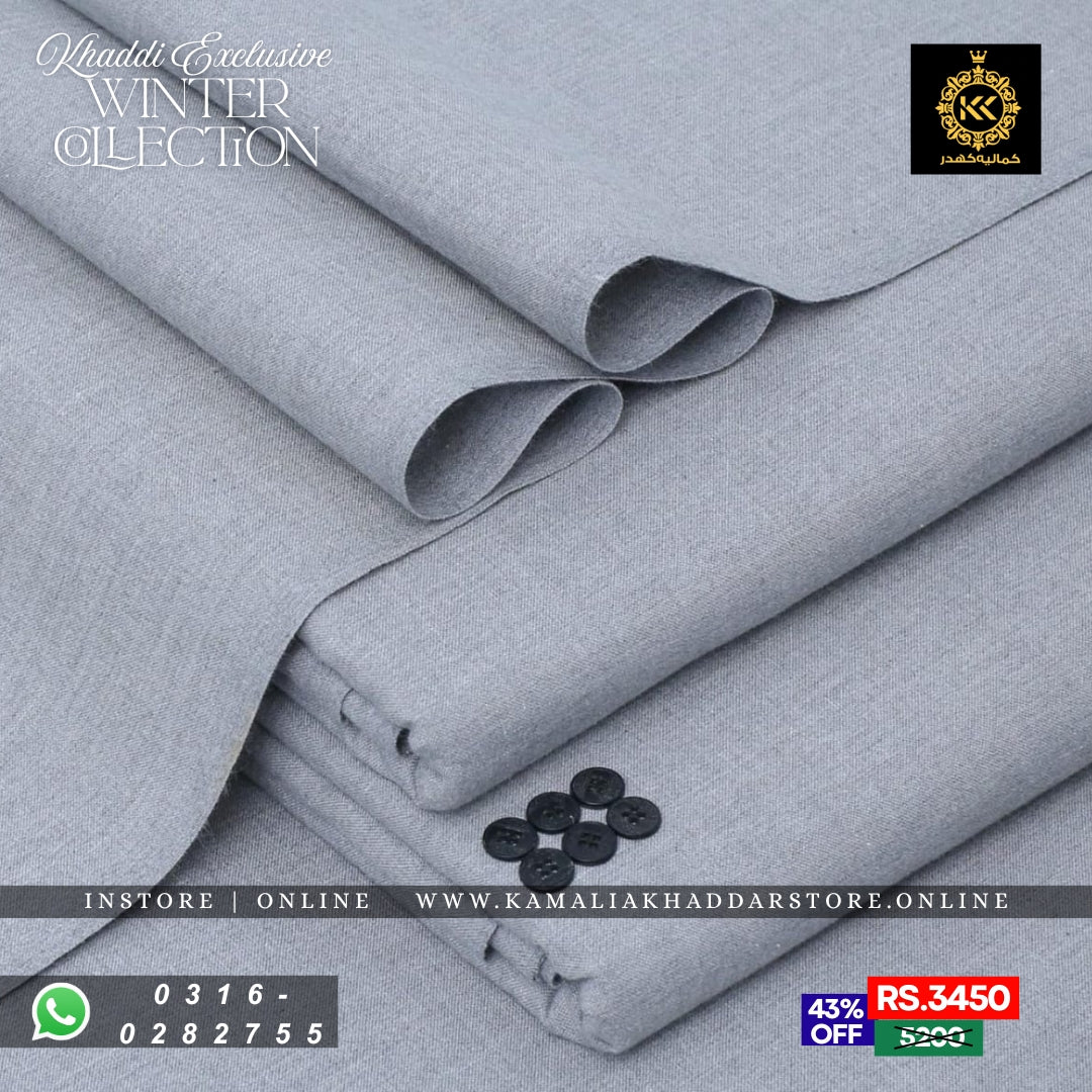 Silver Gray - Khaddi Khaddar | Men’s Unstitched Khaddar Suits