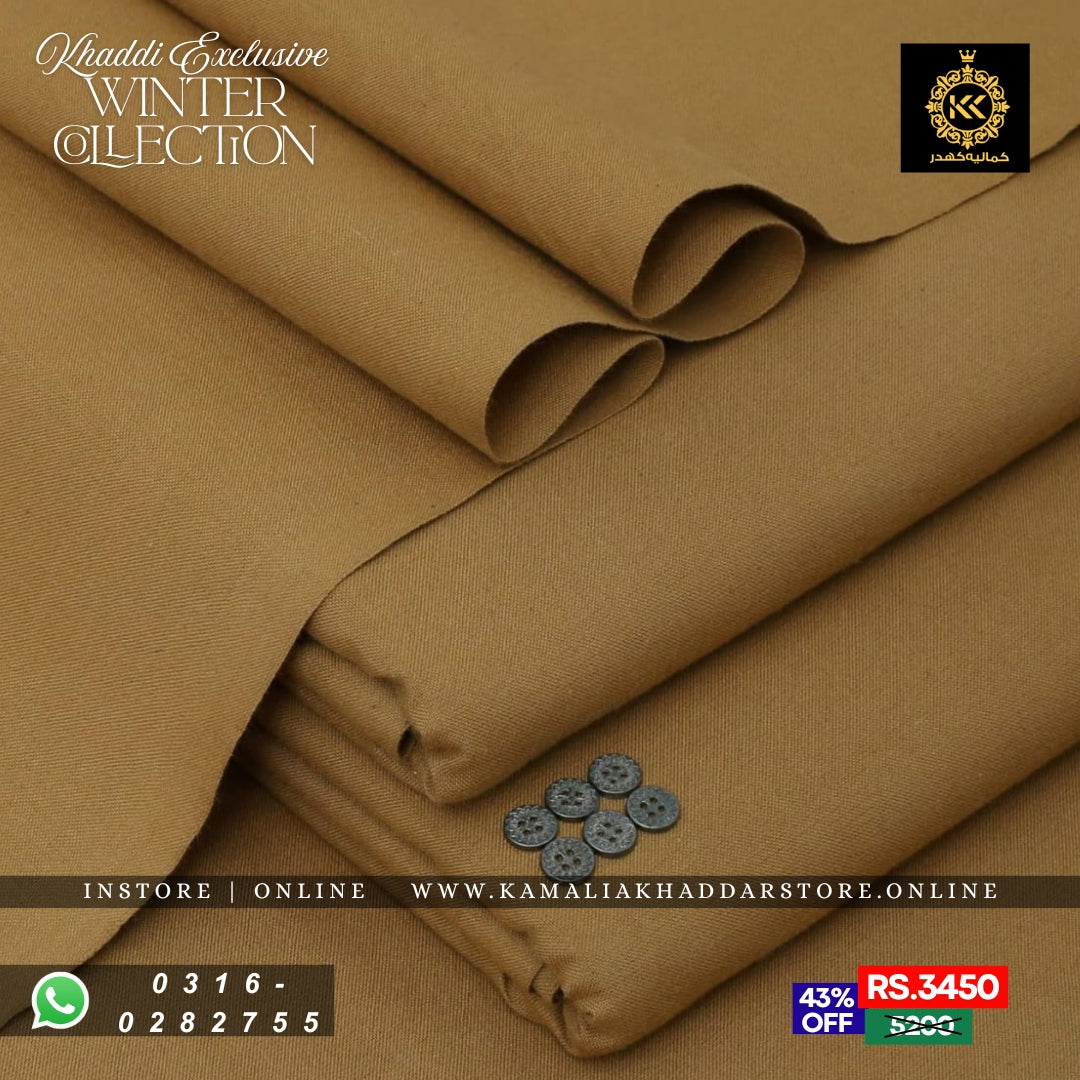Camel Brown- Khaddi Khaddar | Men’s Unstitched Khaddar Suits