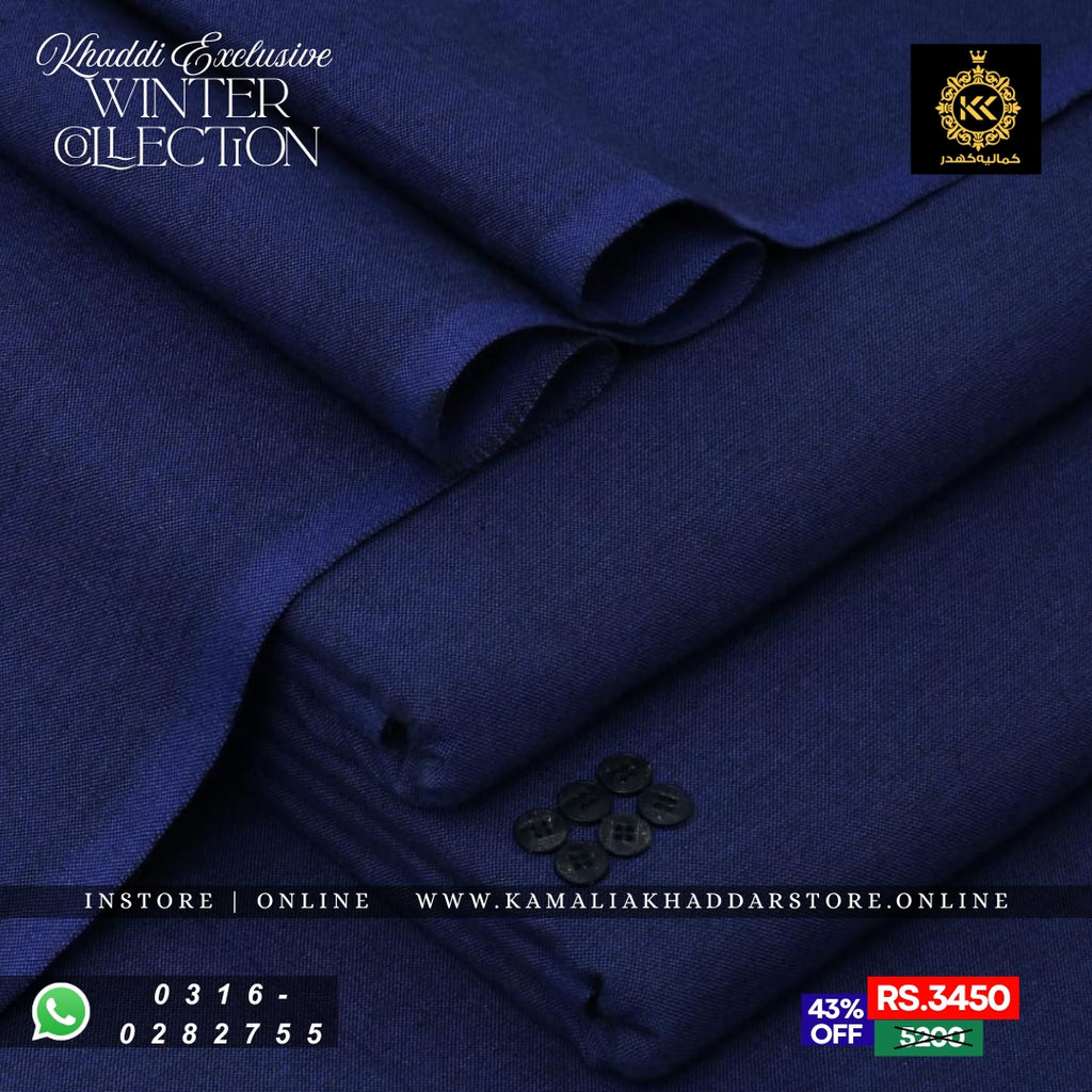 Navy Blue Loom Khaddar | Men’s Unstitched Khaddar Suits