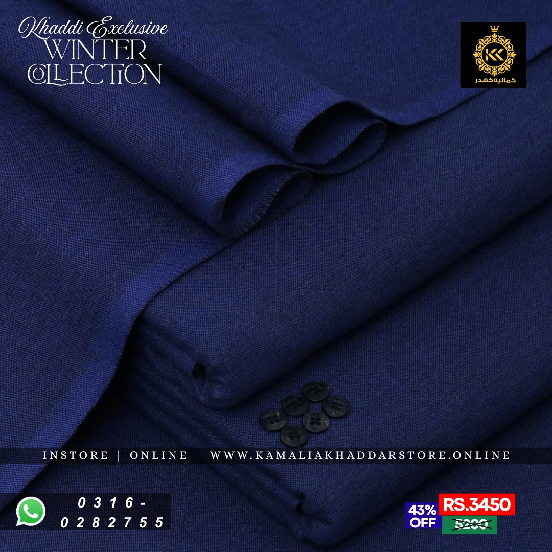 Navy Blue - Khaddi Khaddar | Men’s Unstitched Khaddar Suits