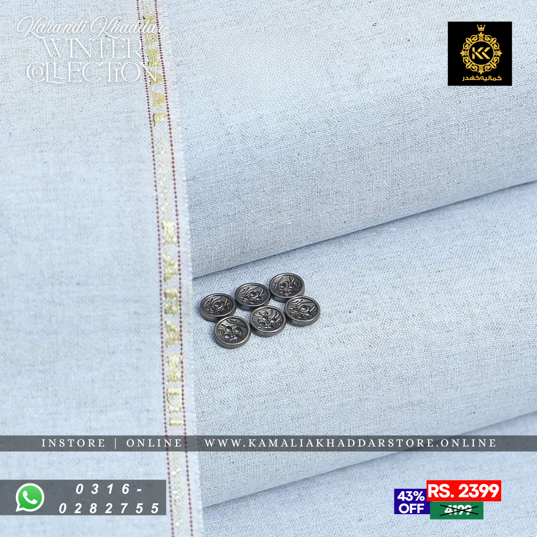 Sky Blue Karandi Khaddar | Men’s Unstitched Khaddar Suits