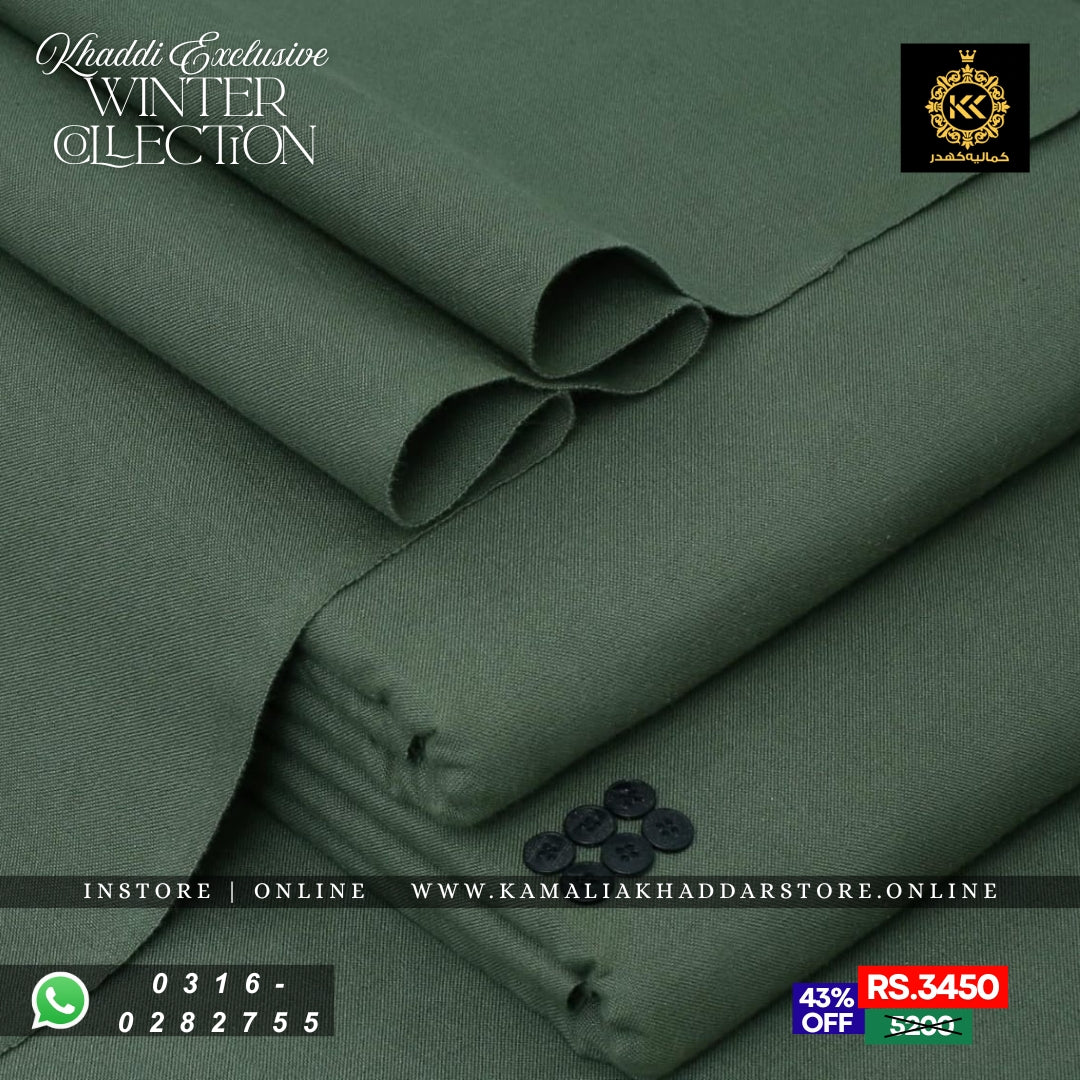 Olive Green - Khaddi Khaddar | Men’s Unstitched Khaddar Suits