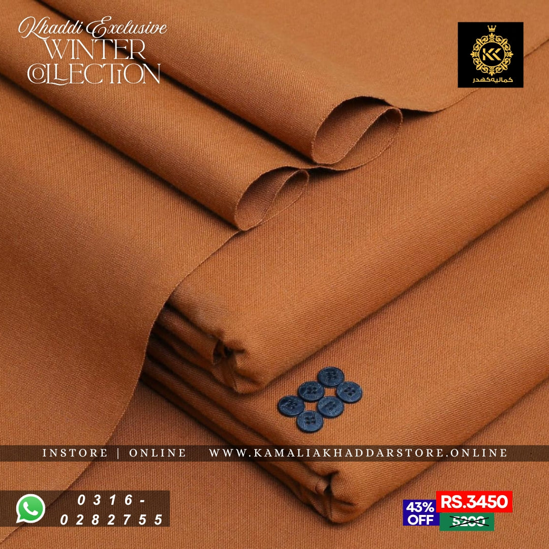 Bronze Brown- Khaddi Khaddar | Men’s Unstitched Khaddar Suits