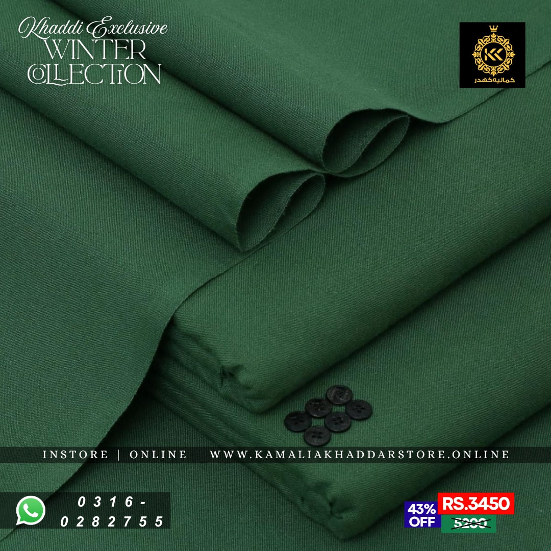 Royal Green - Khaddi Khaddar | Men’s Unstitched Khaddar Suits