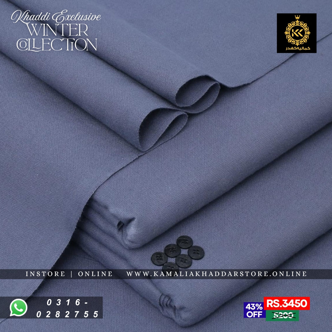 Steel Blue - Khaddi Khaddar | Men’s Unstitched Khaddar Suits