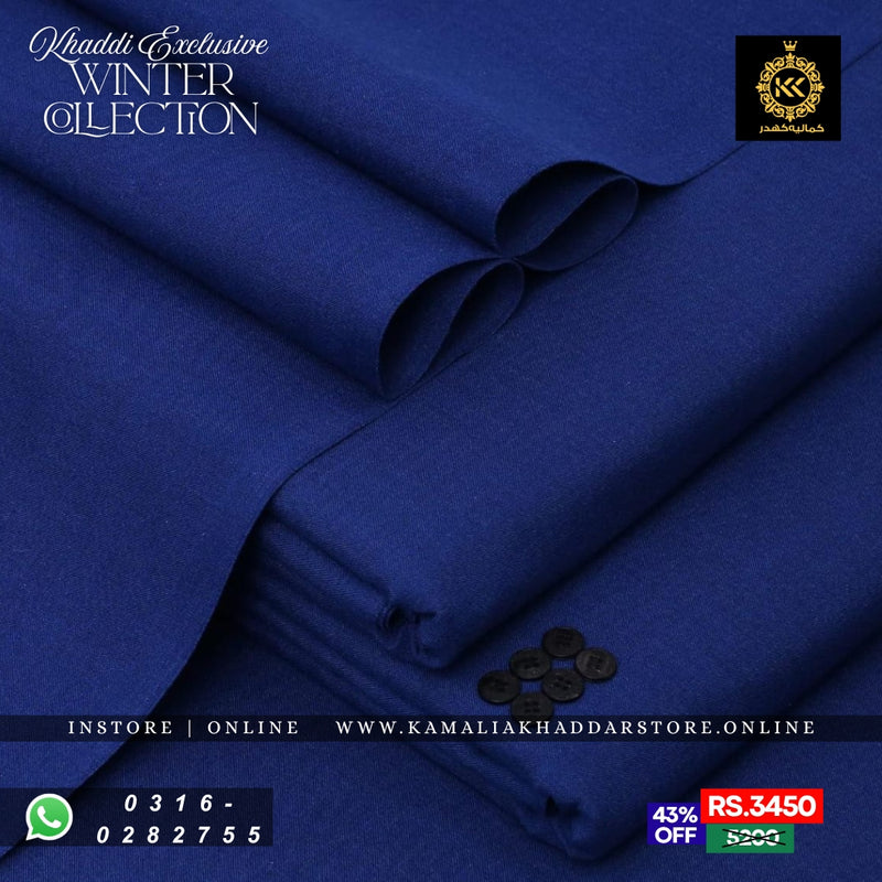 Royal Blue Loom Khaddar | Men’s Unstitched Khaddar Suits