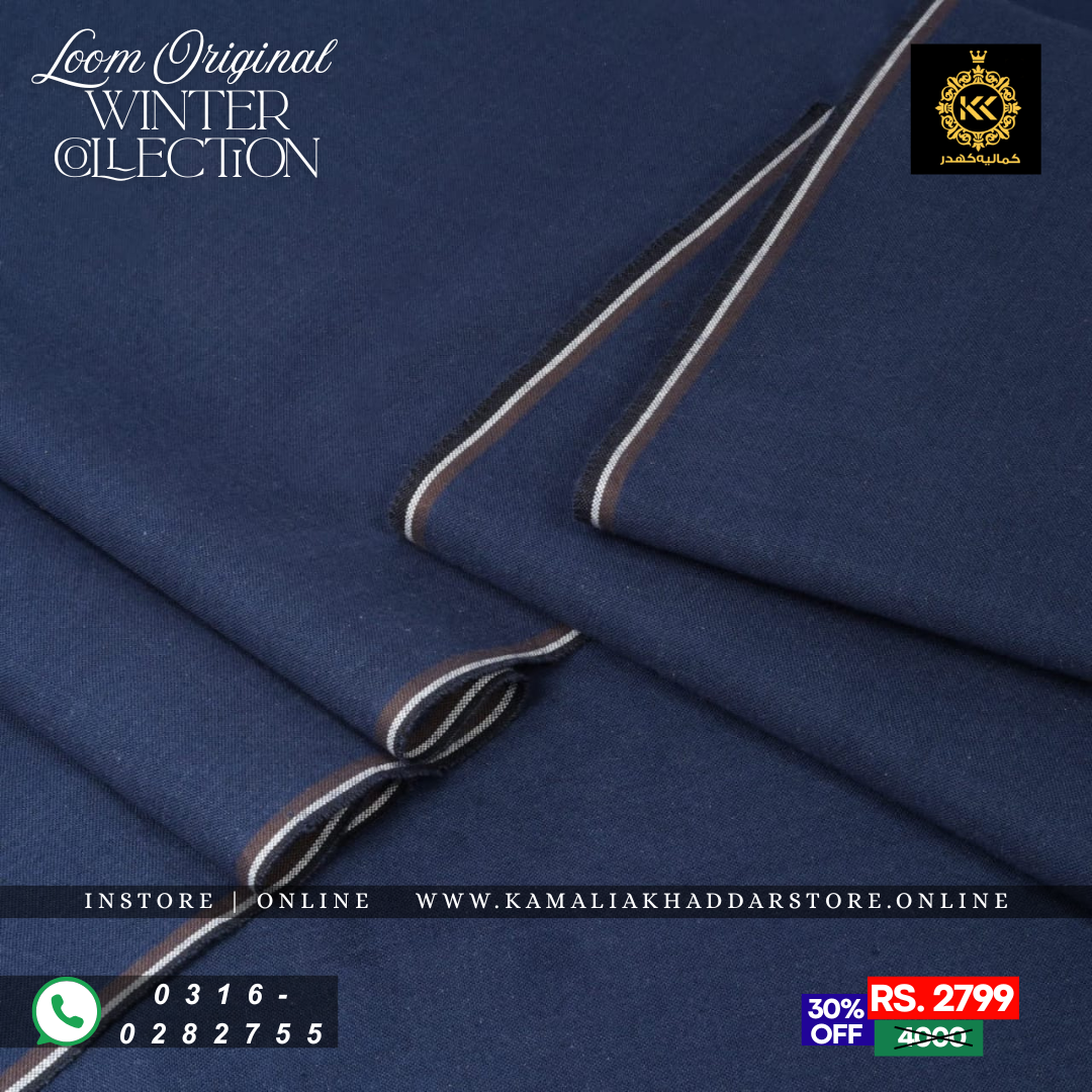Midnight Blue Loom Original | Men’s Unstitched Khaddar Suits
