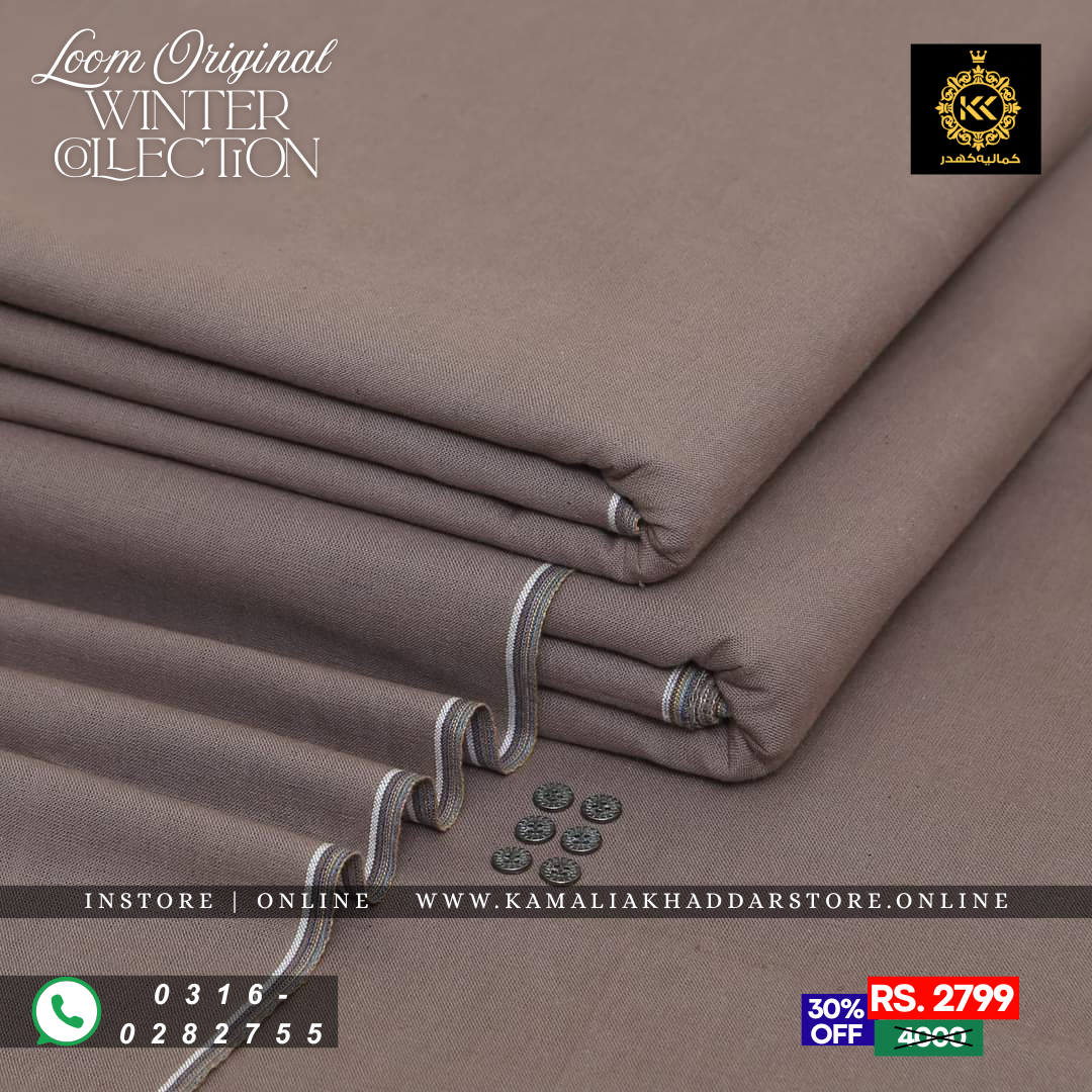 Taupe Purple Loom Original | Men’s Unstitched Khaddar Suits