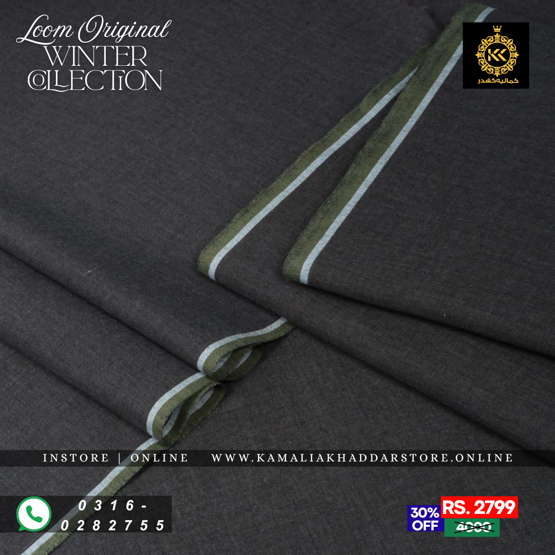 Midnight Charcoal Loom Original | Men’s Unstitched Khaddar Suits