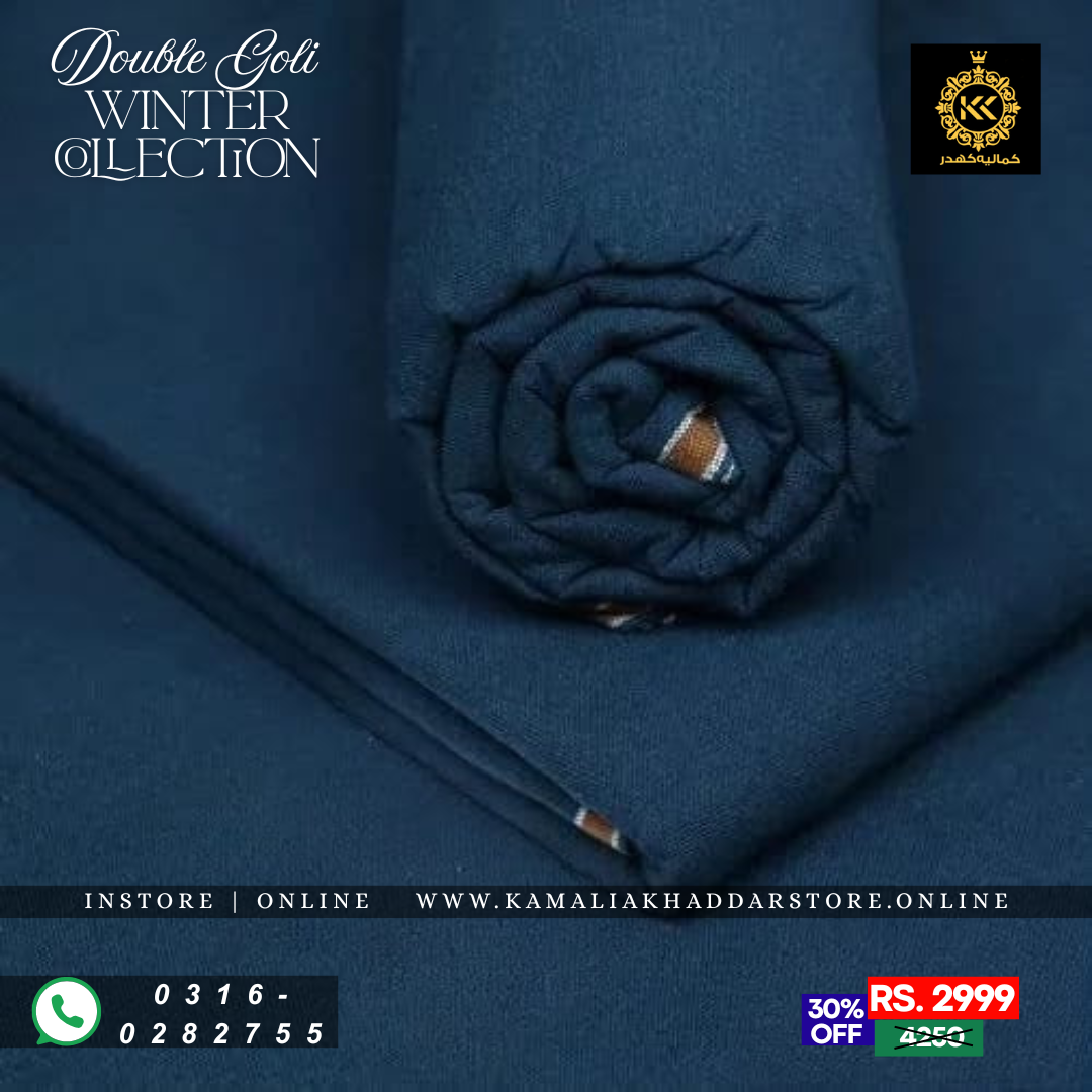 Navy Blue Double Goli | Men’s Unstitched Khaddar Suits