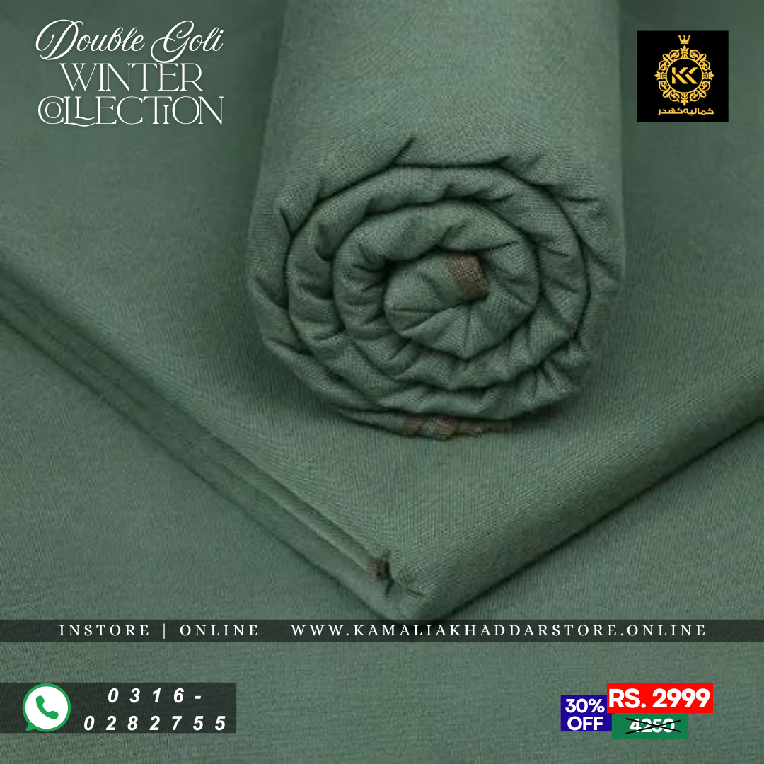 Muted Green Double Goli | Men’s Unstitched Khaddar Suits