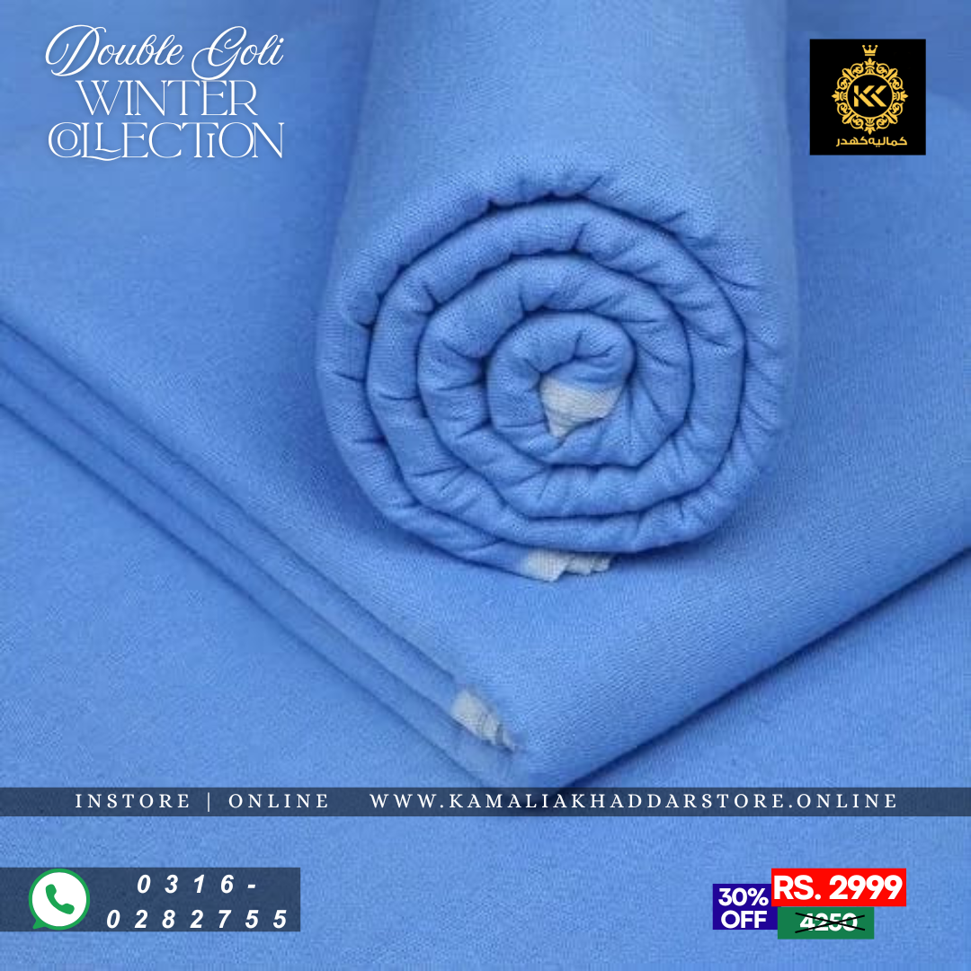 Sky Blue Double Goli | Men’s Unstitched Khaddar Suits