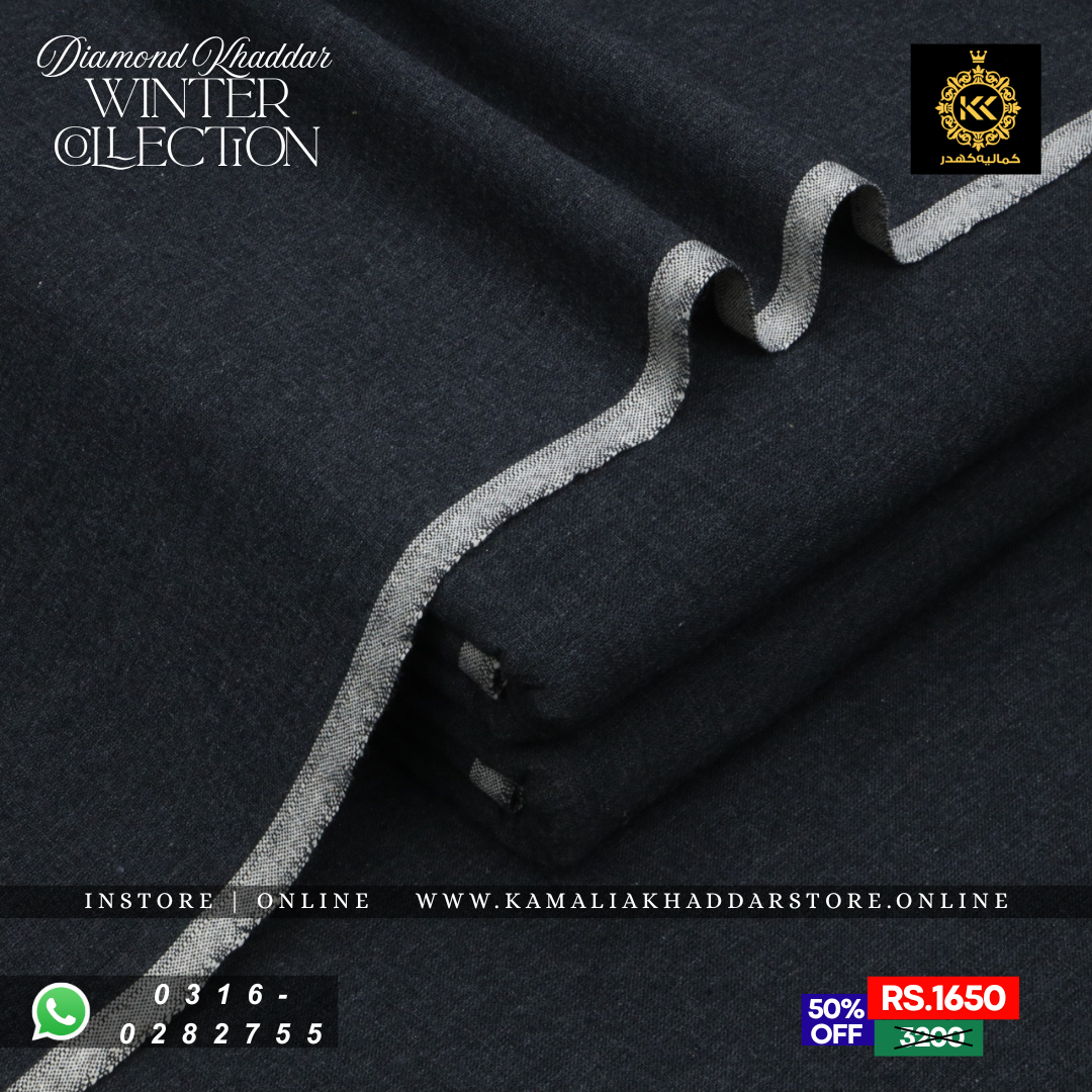 Charcoal - Diamond Khaddar | Men’s Unstitched Khaddar Suits