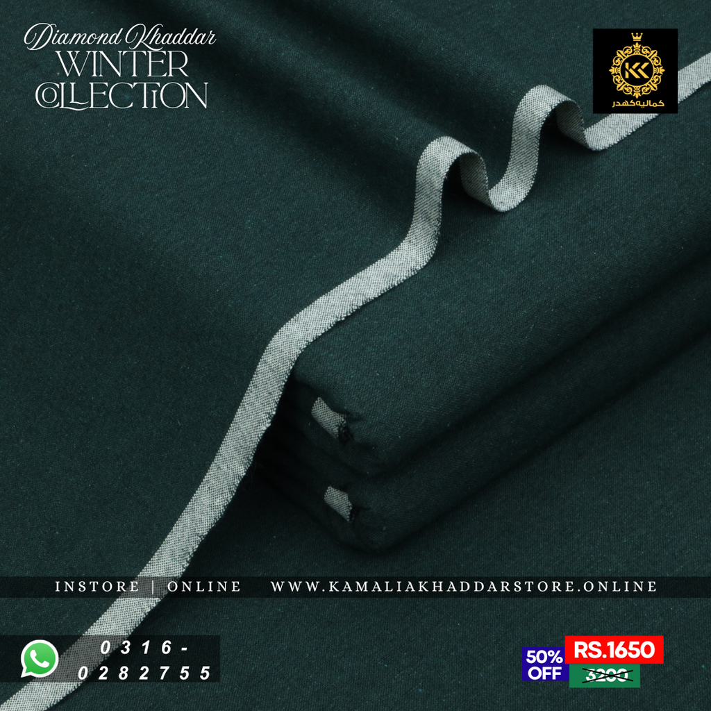 Dark Green - Diamond Khaddar | Men’s Unstitched Khaddar Suits