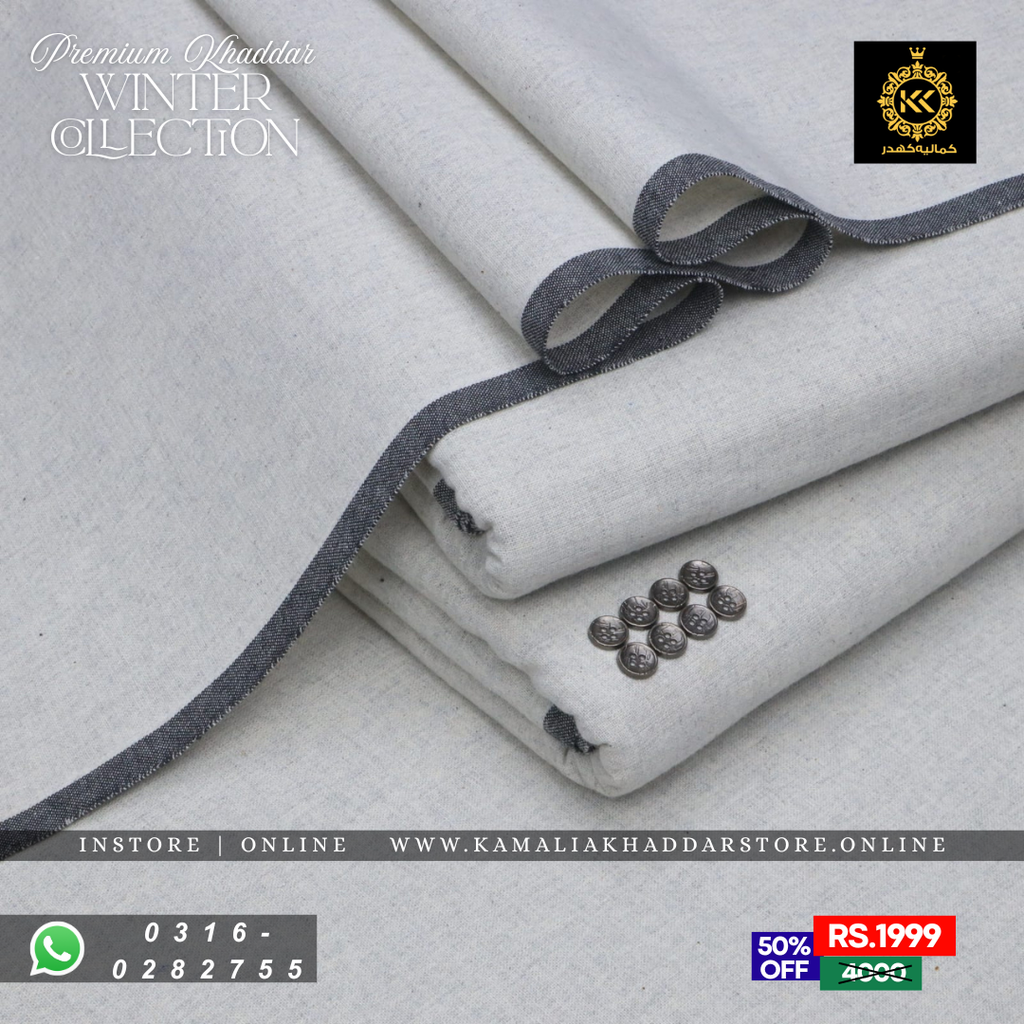 Silver Grey Premium Khaddar | Men’s Unstitched Khaddar Suits