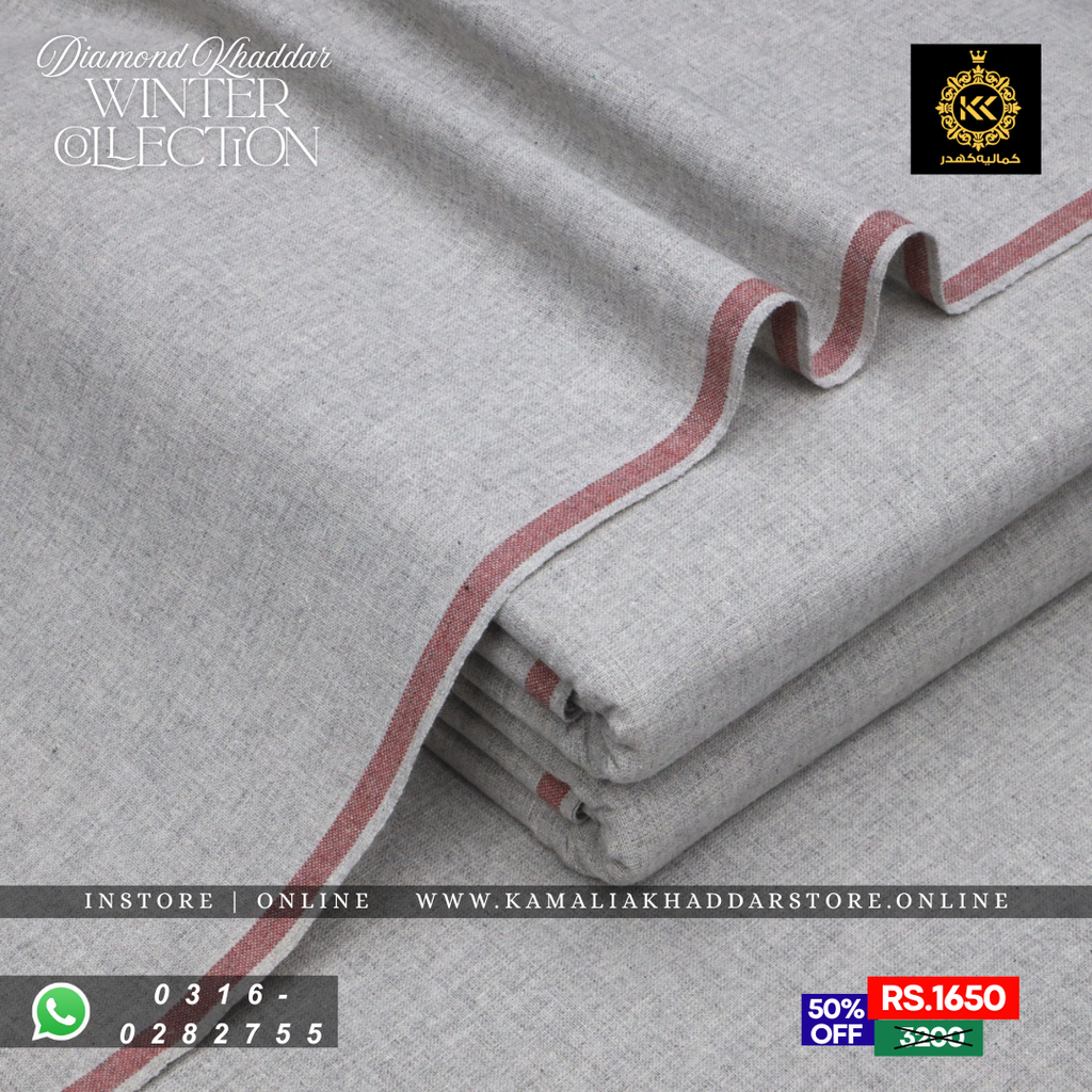 Light Gray - Diamond Khaddar | Men’s Unstitched Khaddar Suits
