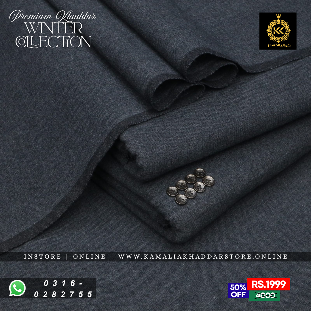 Charcoal Grey Premium Khaddar | Men’s Unstitched Khaddar Suits