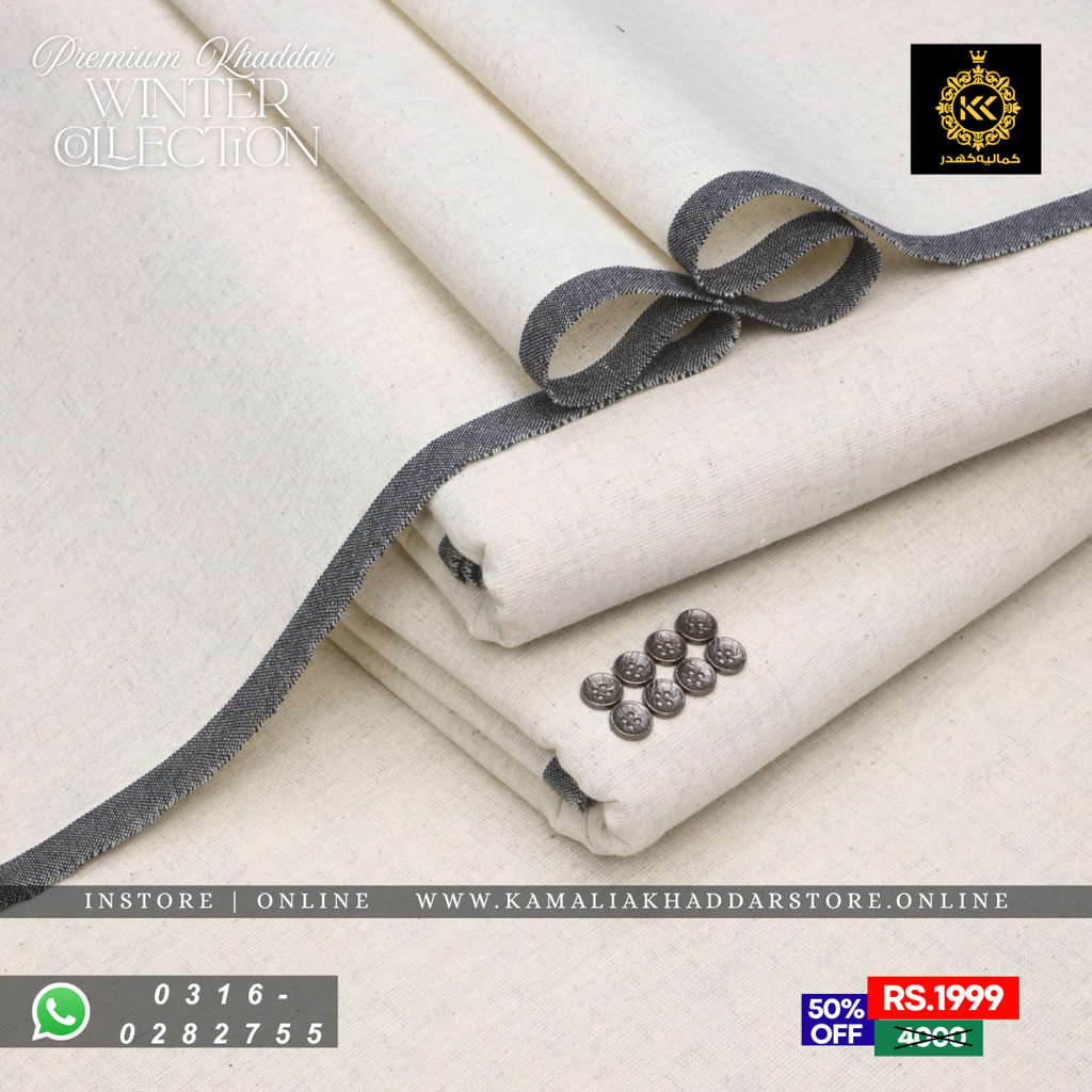 Off White Premium Khaddar | Men’s Unstitched Khaddar Suits